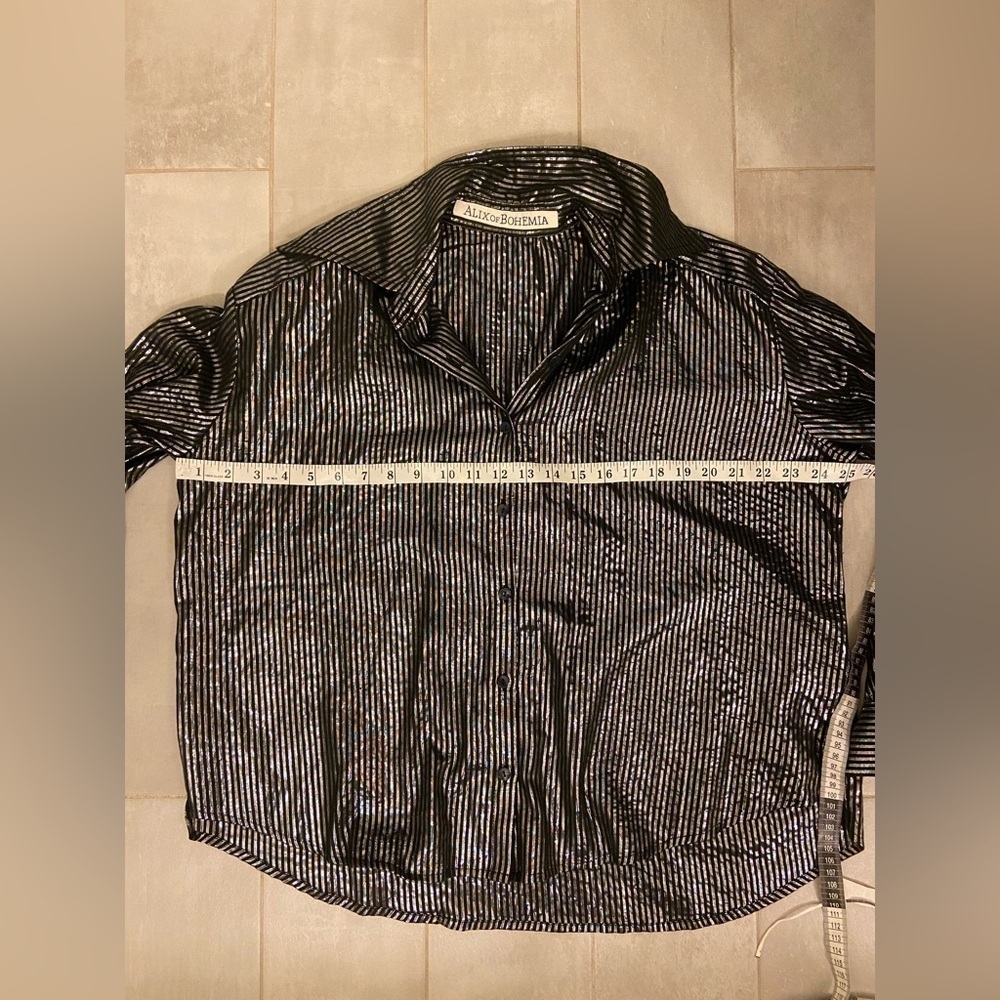 Alix of Bohemia Emery Moonlight Long Sleeve Silver Metallic Stripe Size Small - Picture 8 of 8